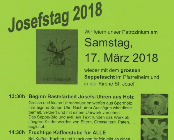 A4-Flyer zum Josefstag 2018 - war im Azeiger  beigelegt